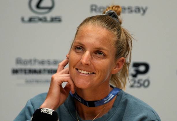 Mandatory Credit: Photo by Dave Shopland Shutterstock (13984422at) Karolina Pliskova (CZE) press conference, PK, Pressekonferenz Rothesay International Eastbourne, Tennis, Day One, Devonshire Park, Eastbourne, UK - 26 Jun 2023 Rothesay International Eastbourne, Tennis, Day One, Devonshire Park, Eastbourne, UK - 26 Jun 2023 Copyright: xDavexShopland Shutterstockx 13984422at
