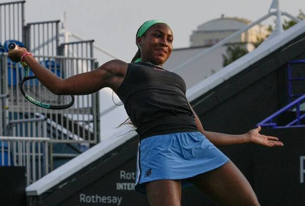 Mandatory Credit: Photo by Dave Shopland Shutterstock (13984422dj) USA s Coco Gauff in Doubles action Rothesay International Eastbourne, Tennis, Day One, Devonshire Park, Eastbourne, UK - 26 Jun 2023 Rothesay International Eastbourne, Tennis, Day One, Devonshire Park, Eastbourne, UK - 26 Jun 2023 Copyright: xDavexShopland Shutterstockx 13984422dj