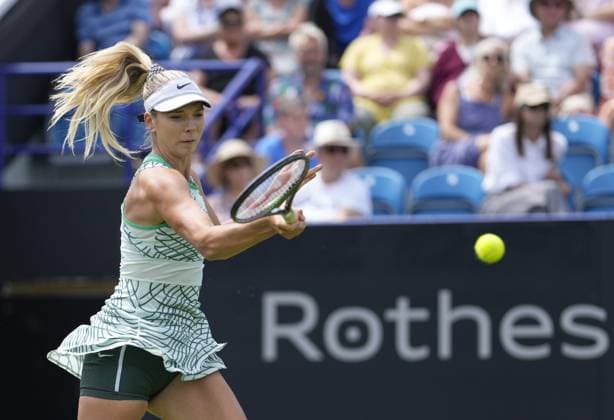 Mandatory Credit: Photo by Dave Shopland Shutterstock (13984798ap) Great Britain s Katie Boulter during her 1st round match Rothesay International Eastbourne, Tennis, Day Two, Devonshire Park, Eastbourne, UK - 27 Jun 2023 Rothesay International Eastbourne, Tennis, Day Two, Devonshire Park, Eastbourne, UK - 27 Jun 2023 Copyright: xDavexShopland Shutterstockx 13984798ap