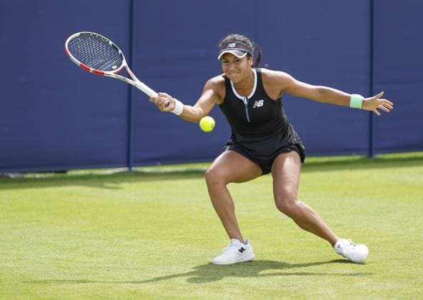 Mandatory Credit: Photo by Dave Shopland Shutterstock (13984798bi) Great Britain s Heather Watson in 1st round action Rothesay International Eastbourne, Tennis, Day Two, Devonshire Park, Eastbourne, UK - 27 Jun 2023 Rothesay International Eastbourne, Tennis, Day Two, Devonshire Park, Eastbourne, UK - 27 Jun 2023 Copyright: xDavexShopland Shutterstockx 13984798bi