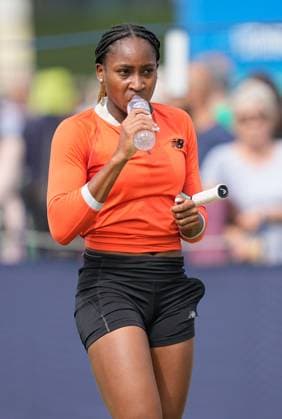 Mandatory Credit: Photo by Dave Shopland Shutterstock (13984799f) USA s Coco Gauff practicing Rothesay International Eastbourne, Tennis, Day Three, Devonshire Park, Eastbourne, UK - 28 Jun 2023 Rothesay International Eastbourne, Tennis, Day Three, Devonshire Park, Eastbourne, UK - 28 Jun 2023 Copyright: xDavexShopland Shutterstockx 13984799f