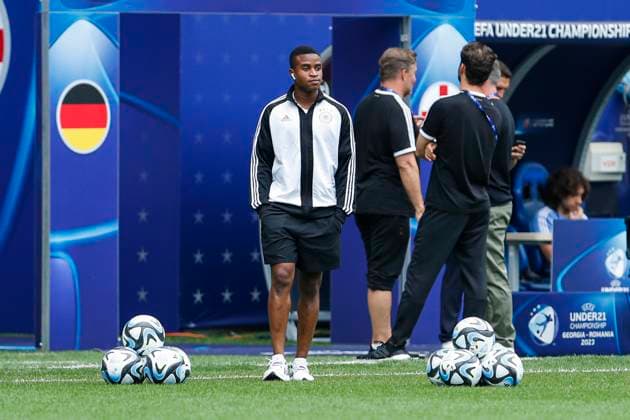 UEFA U21 European Championship, Germany England, 3 group match, 28 06 2023, Batumi Youssoufa MOUKOKO 11, Germany, Borussia Dortmund taking the pitch, UEFA U21 European Football Championship in Romania and Georgia, Germany England, 3 group match, 28 06 2023, Batumi Copyright: xBEAUTIFULxSPORTS Meuselx