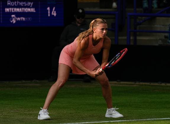 Mandatory Credit: Photo by Dave Shopland Shutterstock (13984799ee) Italy s Camila Giorgi action in her straight sets 2nd round win Rothesay International Eastbourne, Tennis, Day Three, Devonshire Park, Eastbourne, UK - 28 Jun 2023 Rothesay International Eastbourne, Tennis, Day Three, Devonshire Park, Eastbourne, UK - 28 Jun 2023 Copyright: xDavexShopland Shutterstockx 13984799ee