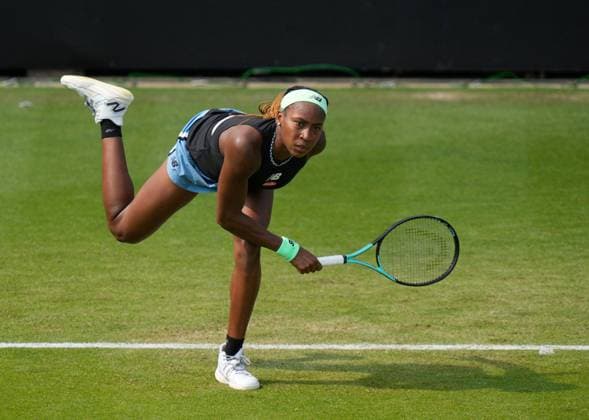 Mandatory Credit: Photo by Dave Shopland Shutterstock (13984800d) USA s Coco Gauff in action as she wins Quarter final in straight sets Rothesay International Eastbourne, Tennis, Day Four, Devonshire Park, Eastbourne, UK - 29 Jun 2023 Rothesay International Eastbourne, Tennis, Day Four, Devonshire Park, Eastbourne, UK - 29 Jun 2023 Copyright: xDavexShopland Shutterstockx 13984800d