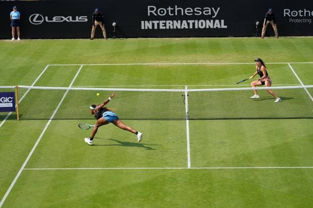 Mandatory Credit: Photo by Dave Shopland Shutterstock (13984800af) USA s Coco Gauff and Jessica Pegula in Quarter final action Rothesay International Eastbourne, Tennis, Day Four, Devonshire Park, Eastbourne, UK - 29 Jun 2023 Rothesay International Eastbourne, Tennis, Day Four, Devonshire Park, Eastbourne, UK - 29 Jun 2023 Copyright: xDavexShopland Shutterstockx 13984800af