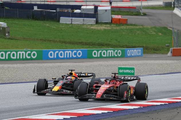 16 LECLERC Charles (mco), Scuderia Ferrari SF-23, action 01 VERSTAPPEN Max (nld), Red Bull Racing RB19, action during the 2023 Formula 1 Rolex Grosser Preis von Osterreich, 2023 Austrian Grand Prix, 9th round of the 2023 Formula One World Championship, WM, Weltmeisterschaft from June 30 to July 2, 2023 on the Red Bull Ring, in Spielberg, Austria - F1 - AUSTRIAN GRAND PRIX 2023 - RACE DPPI Panoramic GOOD5273 copie