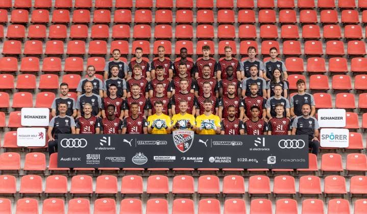 3 Liga FC Ingolstadt 04, team photo season 2023 2024 from top left Physio Dominik Dürrschmidt Ryan Malone 16, FCI Tobias Schröck 21, FCI Donald Nduka 27, FCI Calvin Brackelmann 17, FCI Simon Lorenz 32, FCI Head Med Abt Georg Meyer Team doctor Alexander Röhrl Second row from left Witness Michael Klattenbacher Nico Hurst Video analysis Jeroen Krupa 33, FCI Arian Llugiqi 25, FCI Lukas Fröde 34, FCI Pascal Testroet 37, FCI Daouda Beleme 9, FCI Team Coordinator Marcel Posselt Team Lisa Deutschmann 3rd row from left Co Coach Julian Kolbeck FCI Goalkeeper Coach Robert Wulnikowski FCI Felix Keidel 43, FCI Max Dittgen 10, FCI Mladen Cvjetinovic 19, FCI Benjamin Kanuric 8, FCI Jannik Mause 7, FCI Yannick Deichmann 20, FCI David Kopacz 29, FCI Athletic Trainer Luca Schuster FCI Rehab Trainer Christian Liefke Bottom row from left Head Coach Michael Köllner FCI Thomas Rausch 45, FCI Bryang Kayo 48, FCI Marcel Costly 22, FCI Goalkeeper Markus Ponath 40, FCI Goalkeeper Marius Funk 1, FCI Goalkeeper Maurice Dehler 46, FCI Leon Guwara 6, FCI David Udogu 47, FCI Moritz Seiffert 23, FCI Co Coach Maniyel Nergiz FCI 3 Liga FC Ingolstadt 04 Season 2023 2024 Team Photo