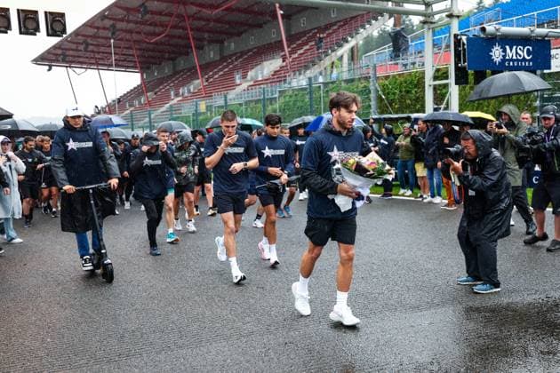 Track run dedicated to Anthoine Hubert: OCON Esteban (fra), Alpine F1 Team A523, MARTINS Victor, DOOHAN Jack (aus), Alpine F1 Team A523, GASLY Pierre (fra), Alpine F1 Team A523, portrait, during the 2023 Formula 1 MSC Cruises Belgian Grand Prix, 12th round of the 2023 Formula One World Championship, WM, Weltmeisterschaft from July 28 to 30, 2023 on the Circuit de Spa-Francorchamps, in Stavelot, Belgium - F1 - BELGIAN GRAND PRIX 2023 DPPI Panoramic 00123029_GOOD0754