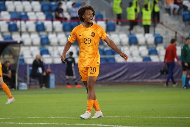 Joshua Zirkzee of Netherlands walks on the pitch during the UEFA Under-21 Euro 2023 Group A match between Netherlands and Georgia on June 27, 2023, The Boris Paitchadze Dinamo Arena, Tbilisi, Georgia. Tbilisi Boris Paitchadze Dinamo Arena, Akaki Tsereteli Avenue, Kukia, Didube District, Tbilisi, 0112, Georgia Georgia Copyright: xArturxStabulnieksx 238709