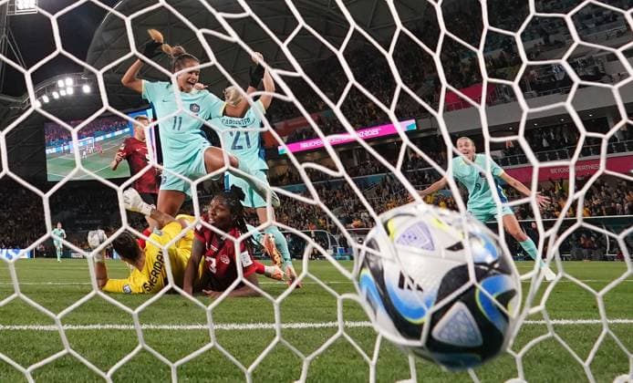 Mandatory Credit: Photo by Shutterstock (14029229an) Mary Fowler of Australia scores a goal later disallowed due to offside after the Video Assistant Referee review Canada Women v Australia Women, FIFA Women s World Cup, Group B, International Football, Melbourne Rectangular Stadium, Perth, Australia - 31 July 2023 Canada Women v Australia Women, FIFA Women s World Cup, Group B, International Football, Melbourne Rectangular Stadium, Perth, Australia - 31 July 2023 Copyright: xShutterstockx 14029229an