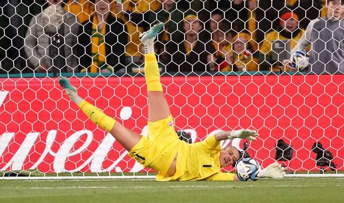 Mandatory Credit: Photo by Shutterstock (14029229az) Canada s Kailen Sheridan makes a save Canada Women v Australia Women, FIFA Women s World Cup, Group B, International Football, Melbourne Rectangular Stadium, Perth, Australia - 31 July 2023 Canada Women v Australia Women, FIFA Women s World Cup, Group B, International Football, Melbourne Rectangular Stadium, Perth, Australia - 31 July 2023 Copyright: xShutterstockx 14029229az