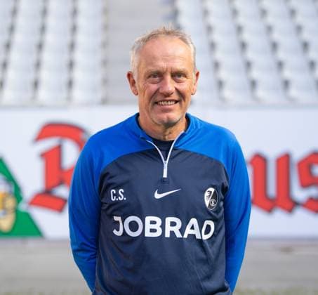 Christian Streich SC Freiburg, Head Coach 1 Bundesliga, SC Freiburg, Portraettermin 2023 2024, 10 08 2023, DFL REGULATES PROHIBIT ANY USE OF PHOTOGRAPHS AS IMAGE SEQUENCES AND OR QUASI VIDEO GER, Football, Men, 1 Bundesliga, Season 2023 2024, SC Freiburg, Portraettermin 2023 2024, 10 08 2023, Freiburg im Breisgau Copyright: xEibner-Pressefoto SilasxSchuellex EP_EER