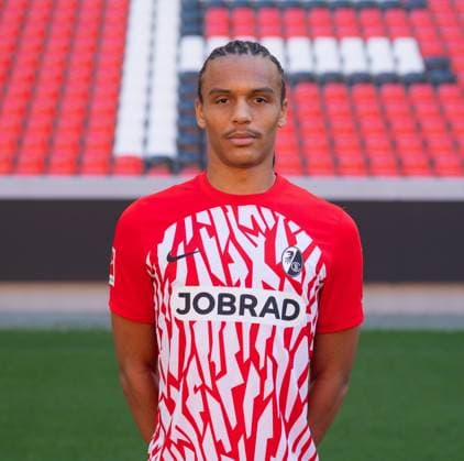 Kiliann Sildillia SC Freiburg, 25 1 Bundesliga, SC Freiburg, Portraettermin 2023 2024, 10 08 2023, DFL REGULATES PROHIBIT ANY USE OF PHOTOGRAPHS AS IMAGE SEQUENCES AND OR QUASI VIDEO GER, Football, Men, 1 Bundesliga, Season 2023 2024, SC Freiburg, Portraettermin 2023 2024, 10 08 2023, Freiburg im Breisgau. Copyright: xEibner-Pressefoto SilasxSchuellex EP_EER