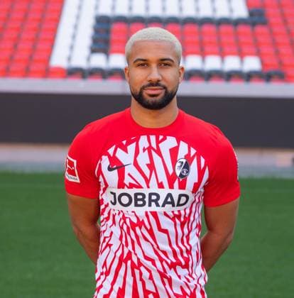 Daniel Kofi Kyereh SC Freiburg, 11 1 Bundesliga, SC Freiburg, Portraettermin 2023 2024, 10 08 2023, DFL REGULATES PROHIBIT ANY USE OF PHOTOGRAPHS AS IMAGE SEQUENCES AND OR QUASI VIDEO GER, Football, Mens, 1 Bundesliga, Season 2023 2024, SC Freiburg, Portraettermin 2023 2024, 10 08 2023, Freiburg im Breisgau Copyright: xEibner-Pressefoto SilasxSchuellex EP_EER