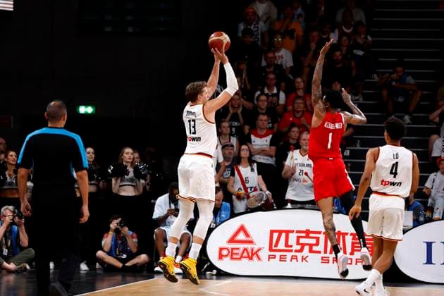 13 08 2023, German Basketball Federation, Supercup 2023, Hamburg, edel optics de Arena, Final, Germany Canada, Moritz Wagner GER, No13 , Nickeil Alexander Walker CAN, No1 Hamburg edel optics de Arena Hamburg Germany