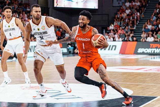 Johannes Thiemann Germany, 32 , Nickeil Alexander Walker Canada, 01 Germany vs Canada, Basketball, DBB Supercup, Final, 13 08 2023 Germany vs Canada, Basketball, DBB Supercup, Final, 13 08 2023 Hamburg Copyright: xEibner-Pressefoto MarcelxvonxFehrnx EP_MFN