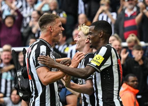 Mandatory Credit: Photo by Richard Lee Shutterstock (14068039ab) Anthony Gordon of Newcastle United celebrates scoring their first goal Newcastle United v Liverpool, Premier League, Football, St James Park, Newcastle, UK - 27 Aug 2023 EDITORIAL USE ONLY No use with unauthorised audio, video, data, fixture lists, club league logos or live services. Online in-match use limited to 120 images, no video emulation. No use in betting, games or single club league player publications. Newcastle United v Liverpool, Premier League, Football, St James Park, Newcastle, UK - 27 Aug 2023 EDITORIAL USE ONLY No use with unauthorised audio, video, data, fixture lists, club league logos or live services. Online in-match use limited to 120 images, no video emulation. No use in betting, games or single club league player publications. Copyright: xRichardxLee Shutterstockx 14068039ab