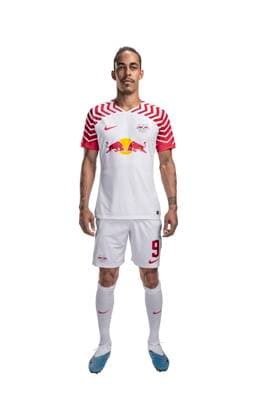 Yussuf Poulsen RB Leipzig portrait appointment season 2023 2024, men, 1 BL, RB Leipzig, portrait, introduction, presentation, press appointment, soccer, GER, RedBull, Red Bull, RBL shooting, studio, studio shooting, freisteller, xptt