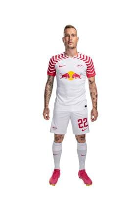 David Raum RB Leipzig portrait appointment season 2023 2024, men, 1 BL, RB Leipzig, portrait, introduction, presentation, press appointment, soccer, GER, RedBull, Red Bull, RBL shooting, studio, studio shooting, freisteller, xptt