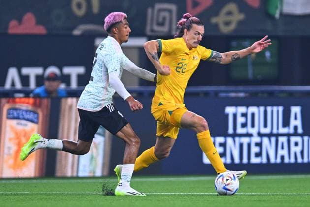 RECORD DATE NOT STATED Seleccion Mexicana 2023 Mexico vs Australia (L-R), Julian Araujo of Mexico and Jackson Irvine of Australia during the game Mexico (Mexican national team, Nationalteam vs Australian National Team, International Friendly, Länderspiel, Nationalmannschaft at the AT-T Stadium, on September 9, 2023. <br><br> (I-D), Julian Araujo de Mexico y Jackson Irvine de Australia durante el partido Mexico (Seleccion Mexicana) vs Australia, Amistoso Internacional, en el Estadio AT-T, el 9 de septiembre de 2023. ARLINGTON CDMXTEXAS ESTADOS UNIDOS Copyright: xJorgexMartinezx 20230909220410_SMN_23_AM_MEX_AUS_IRVINE168