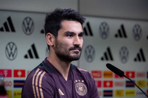 Ilkay Guendogan Germany, 21 , GER, DFB national football team men, MD 1 press conference before Germany vs France, season 2023 2024, 11 09 2023 DFB regulations prohibit any use of photographs as image sequences and or quasi video GER, DFB national football team men, MD 1 press conference before Germany vs France, season 2023 2024, 11 09 2023 Dortmund Copyright: xEibner-Pressefoto Memmlerx EP_MMR