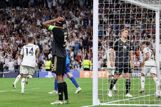 Goal for Madrid to 1 0, Danilo Doekhi Berlin 5 can not believe it, Real Madrid vs Union Berlin, football, Champions League, group stage, 1 round, 20 09 2923, Real Madrid vs Union Berlin, football, Champions League, group stage, 1 round, 20 09 2923, Madrid Copyright: xEibner-Pressefoto JoergxNiebergax EP_JNL