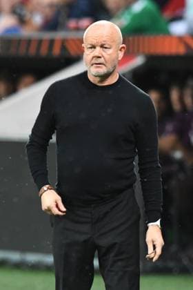 Coach Per Mathias Hogmo BK Haecken tense GER, Bayer 04 Leverkusen vs BK Haecken, Football, Europa League, Group Stage, Matchday 1, Season 2023 2024, 21 09 2023 DFL REGULATES PROHIBIT ANY USE OF PHOTOGRAPHS AS IMAGE SEQUENCES AND OR QUASI VIDEO GER, Bayer 04 Leverkusen vs BK Haecken, Football, Europa League, Group Stage, Matchday 1, Season 2023 2024, 21 09 2023 Leverkusen Copyright: xEibner-Pressefoto ThomasxThienelx EP_TTL