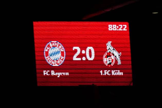 The scoreboard already shows the final result the Bavarians win with 2 0 FC Bayern Muenchen Frauen vs 1 FC Koeln, Soccer, Women Bundesliga, 2 Matchday, Season 2023 2024, 02 10 2023 DFL DFB REGULATES PROHIBIT ANY USE OF PHOTOGRAPHS as IMAGE SEQUENCES and or QUASI VIDEO FC Bayern Muenchen Frauen vs 1 FC Koeln, Soccer, Women Bundesliga, 2 Matchday, Season 2023 2024, 02 10 2023 Muenchen Copyright: xEibner-Pressefoto Feinerx EP_HFR