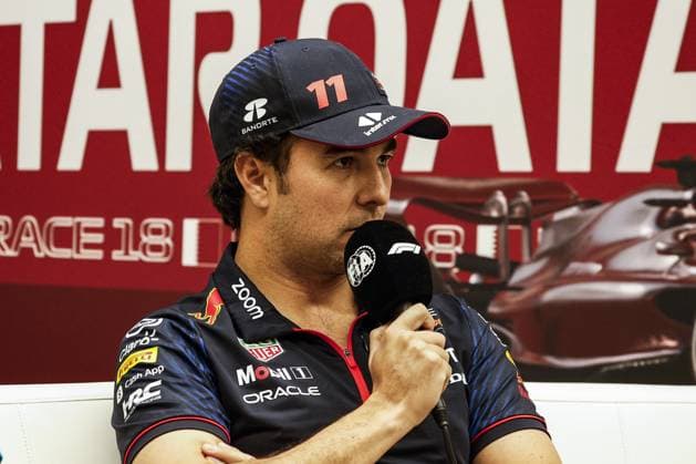 PEREZ Sergio (mex), Red Bull Racing RB19, portrait press conference, PK, Pressekonferenz during the 2023 Formula 1 Qatar Grand Prix, 17th round of the 2023 Formula One World Championship, WM, Weltmeisterschaft from October 6 to 8, 2023 on the Lusail International Circuit, in Doha, Qatar - F1 - QATAR GRAND PRIX 2023 DPPI Panoramic 00123038__R3_9279