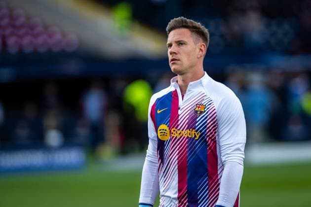October 25, 2023, BARCELONA, BARCELONA, SPAIN: Marc-Andre ter Stegen of FC Barcelona, Barca looks on during the UEFA Champions League, Group H, football match played between FC Barcelona and Shakhtar Donetsk at Estadio Olimpico de Montjuic on October 25, 2023, in Barcelona, Spain. BARCELONA SPAIN - ZUMAa181 20231025_zaa_a181_005 Copyright: xMarcxGrauperaxAlomax