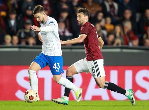 EDITORIAL USE ONLY No use with unauthorised audio, video, data, fixture lists, club league logos or live services. Online in-match use limited to 120 images, no video emulation. No use in betting, games or single club league player publications. Sparta Prague v Rangers, UEFA Europa League, Group C, Football, epet ARENA, Prague, Czech Republic - 26 Oct 2023 EDITORIAL USE ONLY No use with unauthorised audio, video, data, fixture lists, club league logos or live services. Online in-match use limited to 120 images, no video emulation. No use in betting, games or single club league player publications. Copyright: xMilanxKammermeyer Shutterstockx 14164188q