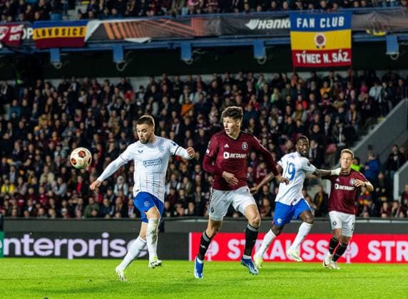 EDITORIAL USE ONLY No use with unauthorised audio, video, data, fixture lists, club league logos or live services. Online in-match use limited to 120 images, no video emulation. No use in betting, games or single club league player publications. Sparta Prague v Rangers, UEFA Europa League, Group C, Football, epet ARENA, Prague, Czech Republic - 26 Oct 2023 EDITORIAL USE ONLY No use with unauthorised audio, video, data, fixture lists, club league logos or live services. Online in-match use limited to 120 images, no video emulation. No use in betting, games or single club league player publications. Copyright: xKirkxO Rourke RangersxFC Shutterstockx 14167469do