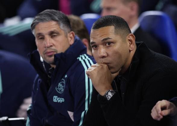 Brighton and Hove, England, 26th October 2023. Hedwiges Maduro, Ajax caretaker manager during the UEFA Europa League match at the AMEX Stadium, Brighton and Hove. Picture credit should read: Paul Terry Sportimage EDITORIAL USE ONLY. No use with unauthorised audio, video, data, fixture lists, club league logos or live services. Online in-match use limited to 120 images, no video emulation. No use in betting, games or single club league player publications. SPI-2677-0012