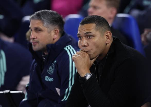 Brighton and Hove, England, 26th October 2023. Hedwiges Maduro, Ajax caretaker manager during the UEFA Europa League match at the AMEX Stadium, Brighton and Hove. Picture credit should read: Paul Terry Sportimage EDITORIAL USE ONLY. No use with unauthorised audio, video, data, fixture lists, club league logos or live services. Online in-match use limited to 120 images, no video emulation. No use in betting, games or single club league player publications. SPI-2677-0013