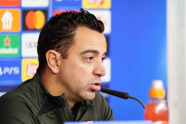 Xavi FC Barcelona, Coach GER, Press conference FC Barcelona, Football, Champions League, Season 2023 2024, 06 11 2023 GER, Press conference FC Barcelona, Football, Champions League, Season 2023 2024, 06 11 2023 Hamburg Copyright: xEibner-Pressefoto MarcelxvonxFehrnx EP_MFN