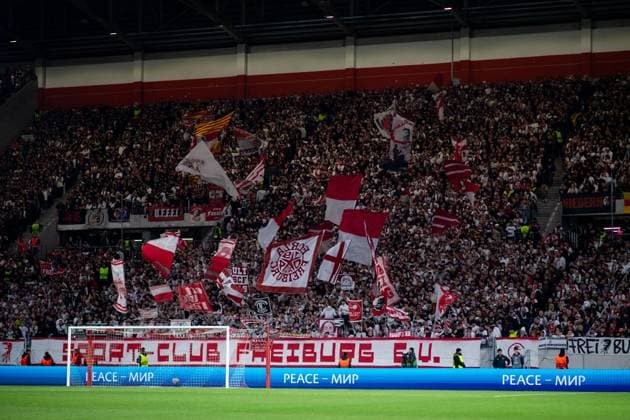 Fans and Ultras of SCF, GER, SC Freiburg vs FK TSC Backa Topola, Football UEFA Europa League, Group A, Matchday 4, Season 2023 2024, 09 11 2023 GER, SC Freiburg vs FK TSC Backa Topola, Football UEFA Europa League, Group A, Matchday 4, Season 2023 2024, 09 11 2023 Freiburg Copyright: xEibner-Pressefoto Memmlerx EP_MMR