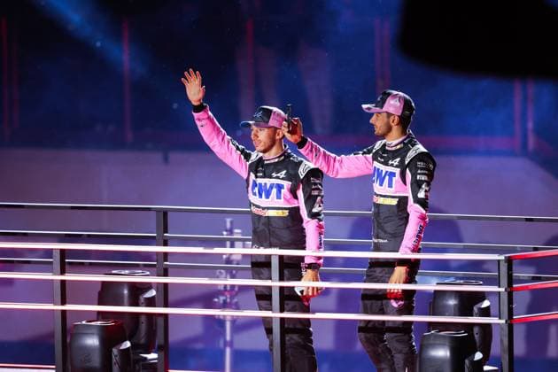 Las Vegas Grand Prix Opening Ceremony, OCON Esteban (fra), Alpine F1 Team A523, GASLY Pierre (fra), Alpine F1 Team A523, portrait during the 2023 Formula 1 Heineken Silver Las Vegas Grand Prix, 21th round of the 2023 Formula One World Championship, WM, Weltmeisterschaft from November 17 to 19, 2023 on the Las Vegas Strip Circuit, in Las Vegas, USA - F1 - LAS VEGAS GRAND PRIX 2023 DPPI Panoramic 00123046_AV3_4062