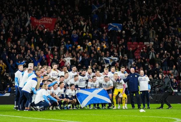 EDITORIAL USE ONLY No use with unauthorised audio, video, data, fixture lists, club league logos or live services. Online in-match use limited to 120 images, no video emulation. No use in betting, games or single club league player publications. Scotland v Norway, UEFA European Championship, EM, Europameisterschaft 2024 Qualifying, Group A, Football, Hampden Park, Glasgow, UK - 19 Nov 2023 EDITORIAL USE ONLY No use with unauthorised audio, video, data, fixture lists, club league logos or live services. Online in-match use limited to 120 images, no video emulation. No use in betting, games or single club league player publications. Copyright: xStuartxWallace Shutterstockx 14218086az