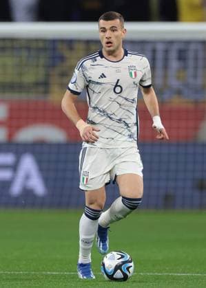 Leverkusen, Germany, 20th November 2023. Alessandro Buongiorno of Italy during the UEFA European Championship, EM, Europameisterschaft Qualifying match at BayArena, Leverkusen. Picture credit should read: Jonathan Moscrop Sportimage EDITORIAL USE ONLY. No use with unauthorised audio, video, data, fixture lists, club league logos or live services. Online in-match use limited to 120 images, no video emulation. No use in betting, games or single club league player publications. SPI-2731-0145
