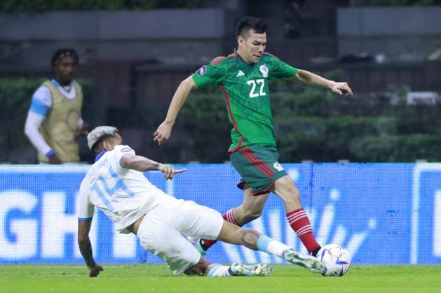 RECORD DATE NOT STATED CONCACAF NATIONS LEAGUE 2022-2023 Mexico vs Honduras CFV (L-R), Andy Najar of Honduras e Hirving Lozano of Mexico during the game Mexican national team, Nationalteam (Mexico) vs Honduras, corresponding to the Quarterfinals second Leg of the Concacaf Nations League 2023-2024, at Azteca, on November 21, 2023. <br><br> (I-D), Andy Najar de Honduras e Hirving Lozano de Mexico durante el partido Seleccion Nacional Mexicana (Mexico) vs Honduras, correspondiente a Cuartos de Final Vuelta de la Liga de Naciones de Concacaf 2023-2024, en el Estadio Azteca, el 21 de Noviembre de 2023. CIUDAD DE MEXICO CDMX MEXICO Copyright: xUlisesxNaranjox 20231121222557_CNL_CFV_MEX_HON_LOZANO239
