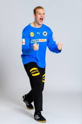 Muenchen, Germany 29 October 2023 Handball DHB Fotoshooting Torhueter David Späth David Spaeth Germany Portrait, ganzkoerper, Bild, einzel, Einzelaufnahme, picture, single, solo, allein, Muenchen Bayern Deutschland