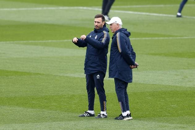 November 28, 2023, VALDEBEBAS, MADRID, SPAIN: Carlo Ancelotti during the training day before the UEFA Champions League, Group C, football match to play between Real Madrid and SSC Napoli at Ciudad Deportiva Real Madrid on November 28, 2023, in Valdebebas, Madrid, Spain. VALDEBEBAS SPAIN - ZUMAa181 20231128_zaa_a181_009 Copyright: xOscarxJ.xBarrosox