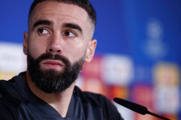 November 28, 2023, VALDEBEBAS, MADRID, SPAIN: Daniel Carvajal attends his press conference, PK, Pressekonferenz during the training day before the UEFA Champions League, Group C, football match to play between Real Madrid and SSC Napoli at Ciudad Deportiva Real Madrid on November 28, 2023, in Valdebebas, Madrid, Spain. VALDEBEBAS SPAIN - ZUMAa181 20231128_zaa_a181_036 Copyright: xOscarxJ.xBarrosox