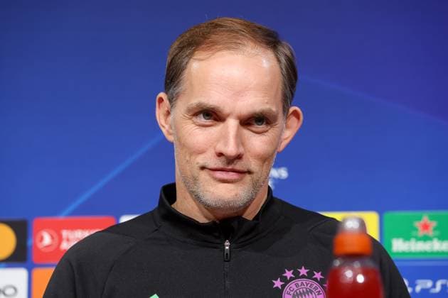 Thomas Tuchel FC Bayern Muenchen, Head Coach at the press conference, laughs, International Press Conference FC Bayern Muenchen, Football, UEFA Champions League, Preliminary Round, Matchday 5, Season 23 24, 28 11 2023 , International Press Conference FC Bayern Muenchen, Football, UEFA Champions League, Preliminary Round, Matchday 5, Season 23 24, 28 11 2023 Muenchen Copyright: xEibner-Pressefoto JennixMaulx EP_JML