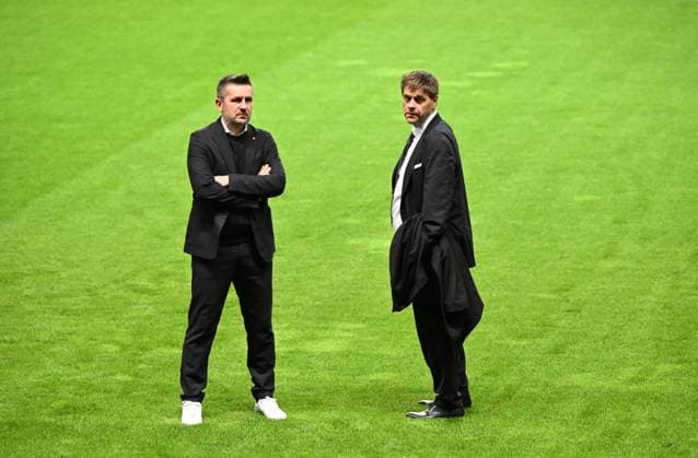 Football, Men, Season 2023 2024, UEFA Champions League Group C, Matchday 5 , SC Sporting Braga 1 FC Union Berlin, Stadium round of 1 FC Union the day before the match, f l Coach Nenad Bjelica 1 FC Union Berlin , Managing Director Sports Oliver Ruhnert 1 FC Union Berlin , 28 11 2023, Copyright: xMatthiasxKochx