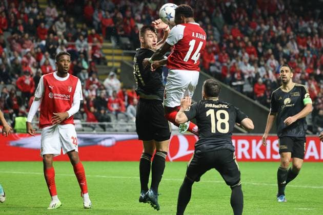 Josip Juranovic Union Berlin 18 , SC Braga vs 1 FC Union Berlin, Football, Champions League, Group stage, Matchday 5, Season 2023 2024,29 11 2023 SC Braga vs 1 FC Union Berlin, Football, Champions League, Group stage, Matchday 5, Season 2023 2024,29 11 2023 Braga Copyright: xEibner-Pressefoto JoergxNiebergax EP_JNL