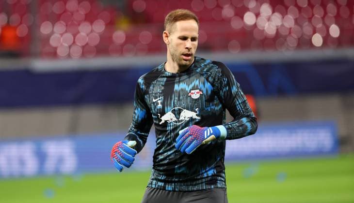RB Leipzig Young Boys Bern Champions League Leipzig, 13 12 2023, Red Bull Arena, Football , UEFA Champions League, Group G , Matchday 6, RB Leipzig vs Young Boys Bern , In picture goalkeeper Peter Gulacsi 1, RB Leipzig , Photo for editorial use only , UEFA regulations prohibit any use of photographs as image sequences and or quasi video ,