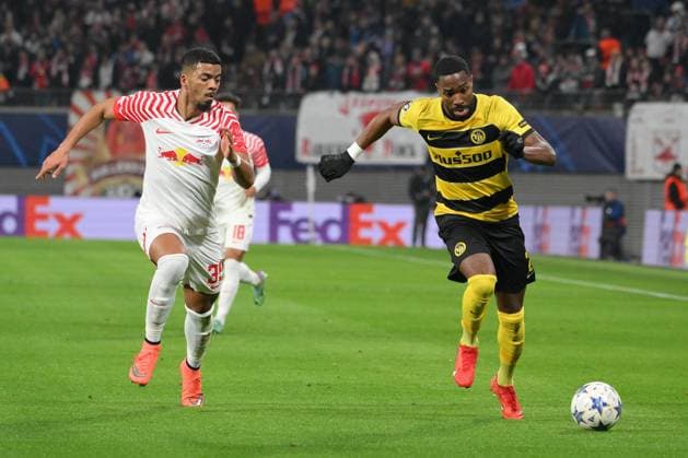 Ulisses Garcia BSC Young Boys re and Benjamin Henrichs RB Leipzig li RB Leipzig vs BSC Young Boys, Football, Champions League, Preliminary Round, Matchday 6, Season 2023 2024, 13 12 2023 DFB DFL REGULATIONS PROHIBIT ANY USE OF PHOTOGRAPHS AS IMAGE SEQUENCES AND OR QUASI VIDEO RB Leipzig vs BSC Young Boys, Football, Champions League, Preliminary Round, Matchday 6, Season 2023 2024, 13 12 2023 Leipzig Copyright: xEibner-Pressefoto BertxHarzerx EP_BHR