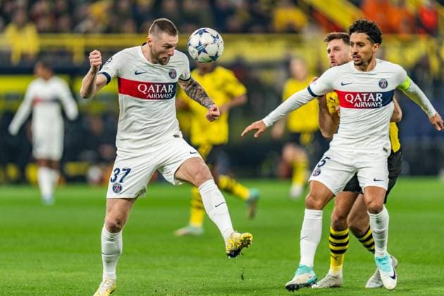 Milan Skriniar Paris Saint Germain, 37 Marquinhos Paris Saint Germain, 5 Niclas Fuellkrug Borussia Dortmund, 14 Borussia Dortmund vs Paris Saint Germain, Football, UEFA Champions League, Matchday 6, 13 12 2023 DFL REGULATIONS PROHIBIT ANY OUSE OF PHOTOGRAPHS AS IMAGE SEQUENCES AND OR QUASI VIDEO Borussia Dortmund vs Paris Saint Germain, Football, UEFA Champions League, Matchday 6, 13 12 2023 Dortmund Copyright: xEibner-Pressefoto BahhoxKarax EP_BVB