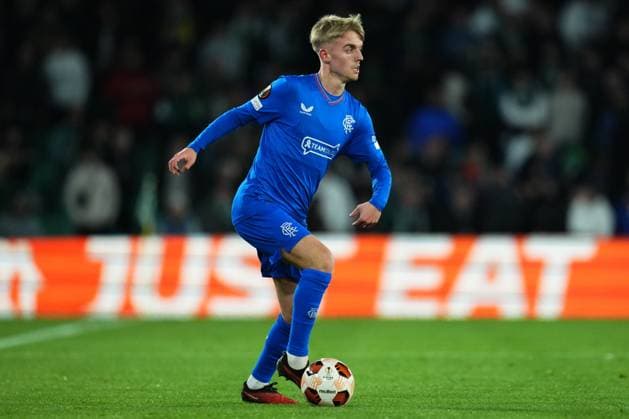 Ross McCausland of Rangers FC Real Betis v Rangers, UEFA Europa League, Group C, Football, Benito VIllamarin Stadium, Seville, Spain - 14 Dec 2023 EDITORIAL USE ONLY No use with unauthorised audio, video, data, fixture lists, club league logos or live services. Online in-match use limited to 120 images, no video emulation. No use in betting, games or single club league player publications. Copyright: xBaguxBlanco Shutterstockx 14254285y